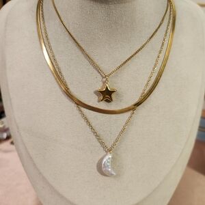 Layered Star And Moon Necklace